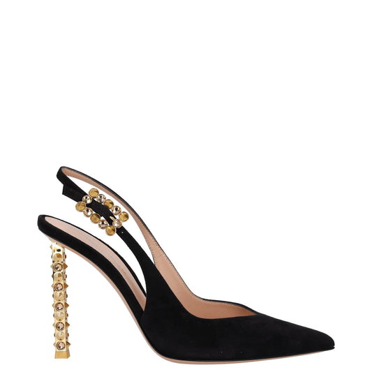 GIANVITO ROSSI Womens 105 High Heel Point Toe Slingback Pumps Black UK4 RRP 1095