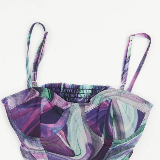 MARQUES ALMEDIA Womens Mesh Corset Top Multicoloured Spaghetti Strap UK S RRP265 — View 2