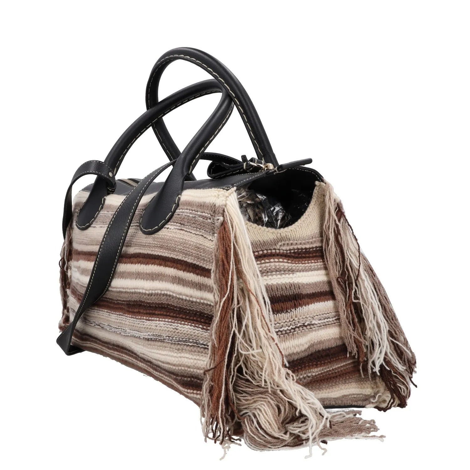 CHLOE Womens Satchel Top Handle Bag Beige Leather Fringe Buckle Size L RRP 1990 — View 5