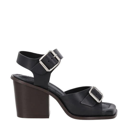 LEMAIRE Womens Strappy Heels Black Leather Calf Buckle Open Toe UK 5 RRP 631.6