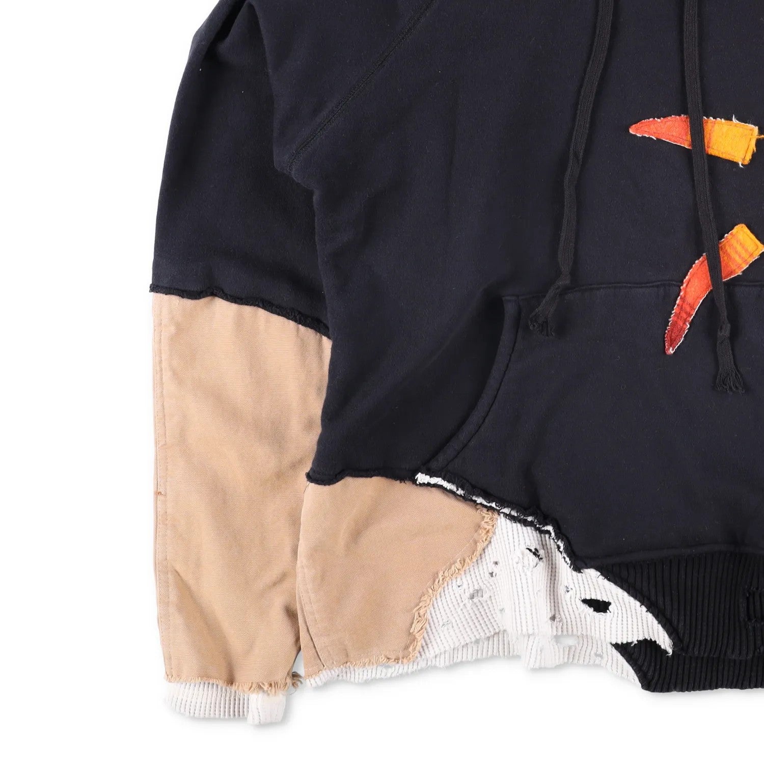 GREG LAUREN Mens Hoodie Cotton Fleece Embroidered Sun Design Size 2 RRP 850 — View 3