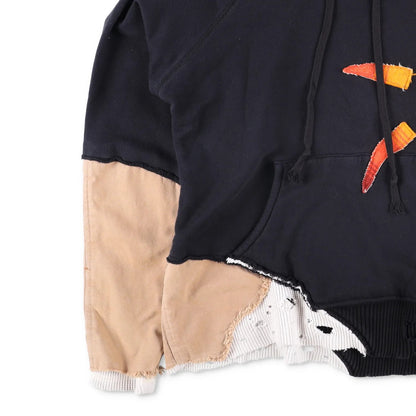 GREG LAUREN Mens Hoodie Cotton Fleece Embroidered Sun Design Size 2 RRP 850 — View 3