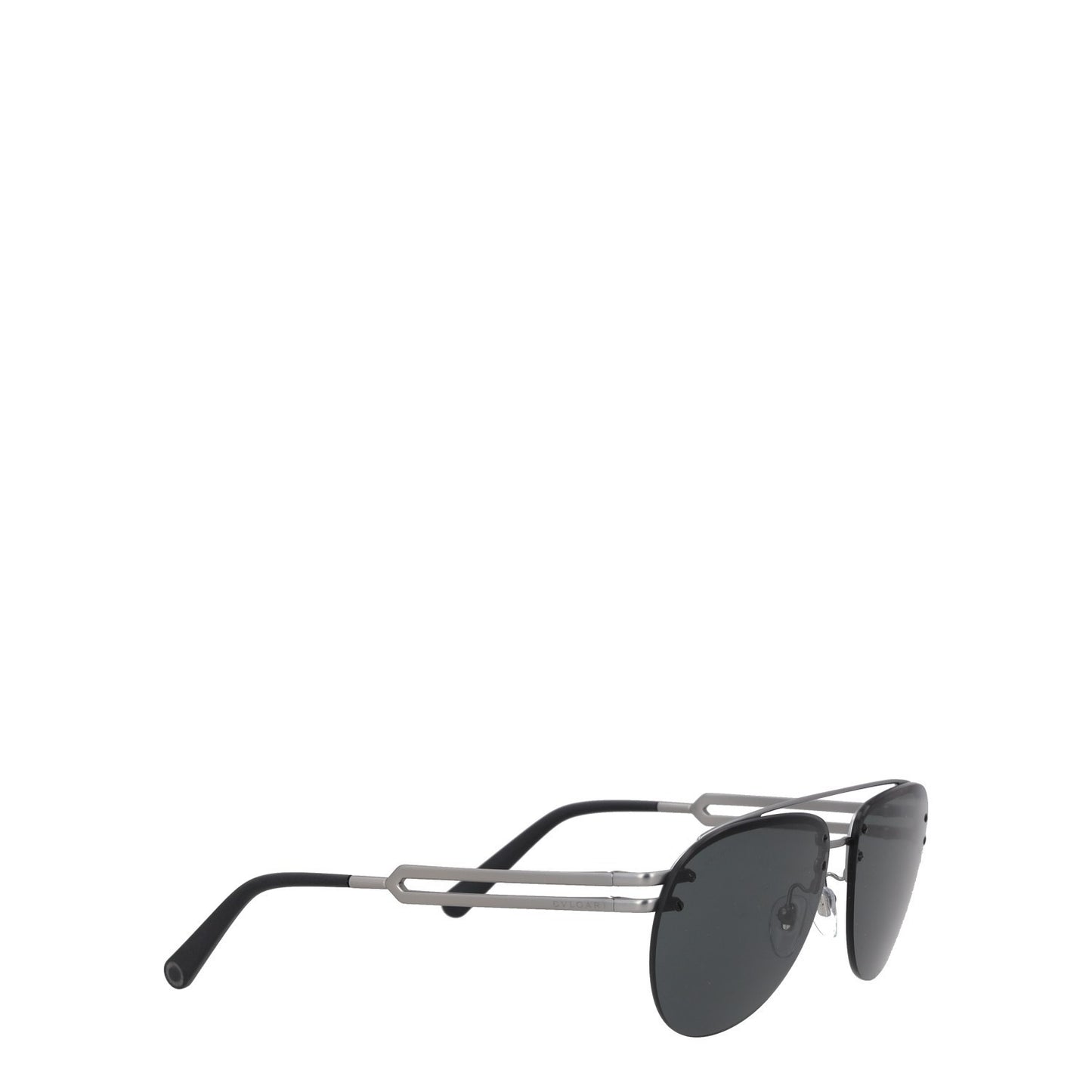 BVLGARI Grey Semi-Rimless Pilot Metal Sunglasses Mens Designer Iconic RRP320