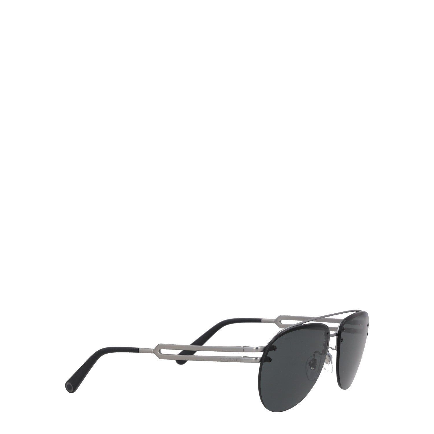 BVLGARI Grey Semi-Rimless Pilot Metal Sunglasses Mens Designer Iconic RRP320