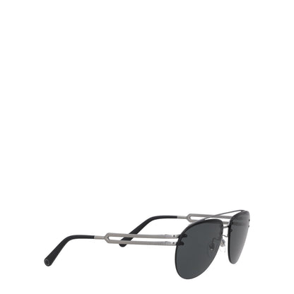BVLGARI Grey Semi-Rimless Pilot Metal Sunglasses Mens Designer Iconic RRP320