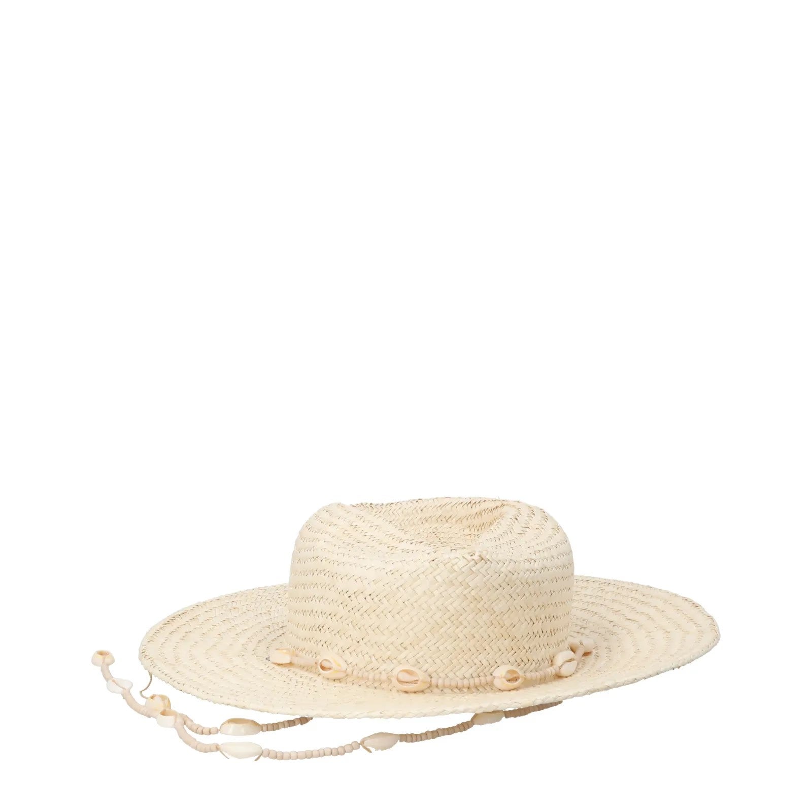 LACK OF COLOUR Womens Seashells Straw Fedora Hat Beaded Neutral Size S RRP 155 — View 2