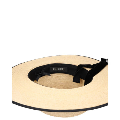 ELIURPI Womens Hat Beige Straw Boater Hat Black Strap Summer Size M RRP 300 — View 10