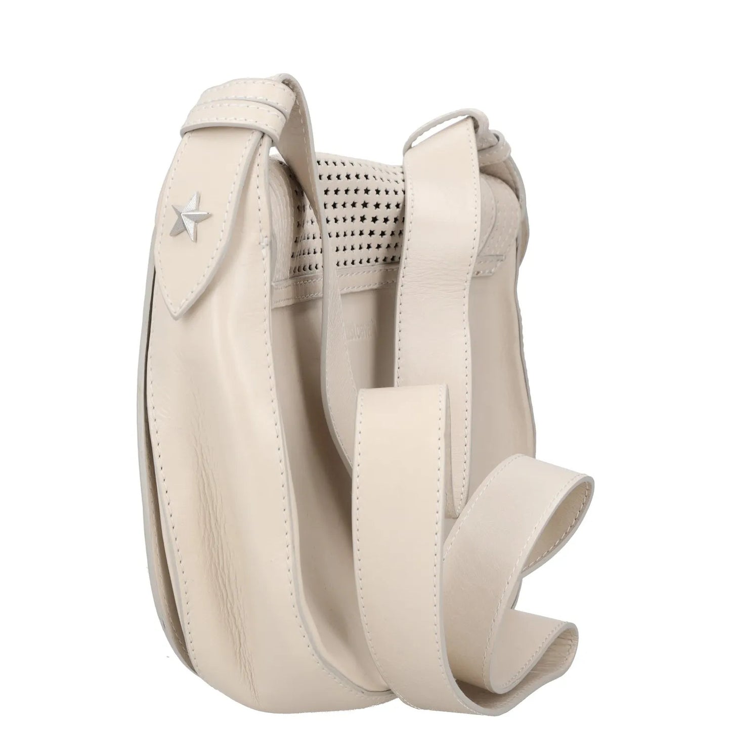JUST CAVALLI Womens Saddle Handbag Beige Buckle Closure Matte Leather S RRP 300 — View 3