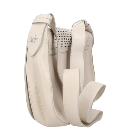 JUST CAVALLI Womens Saddle Handbag Beige Buckle Closure Matte Leather S RRP 300 — View 3
