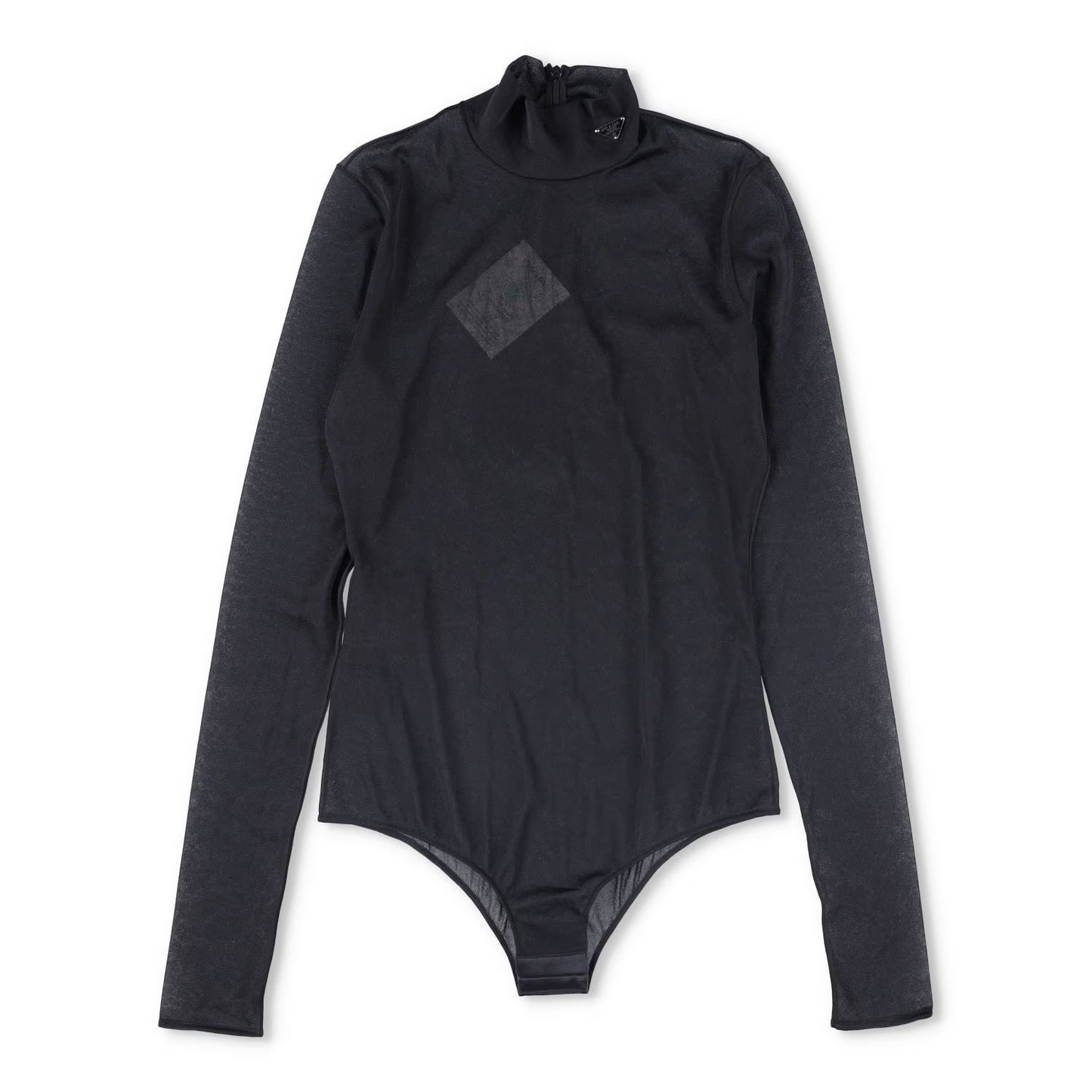 PRADA Womens Allinone Bodysuit High Neck Long Sleeve Fitted Black 38 RRP 770