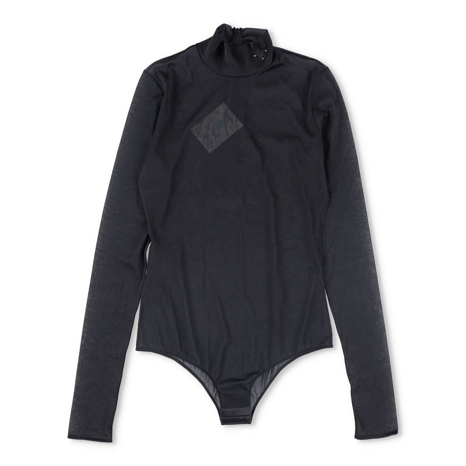 PRADA Womens Allinone Bodysuit High Neck Long Sleeve Fitted Black 38 RRP 770