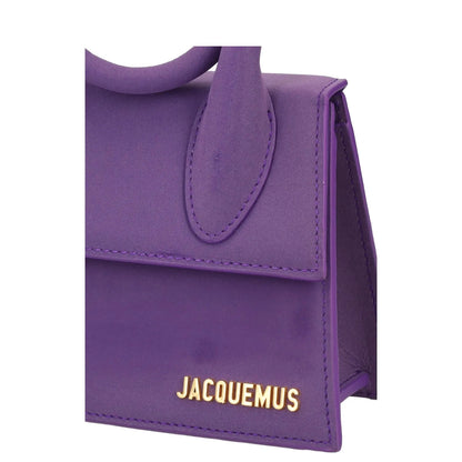 JACQUEMUS Womens Top Handle Bag Purple Leather Flat Closure Gold Accent S RRP450 — View 8