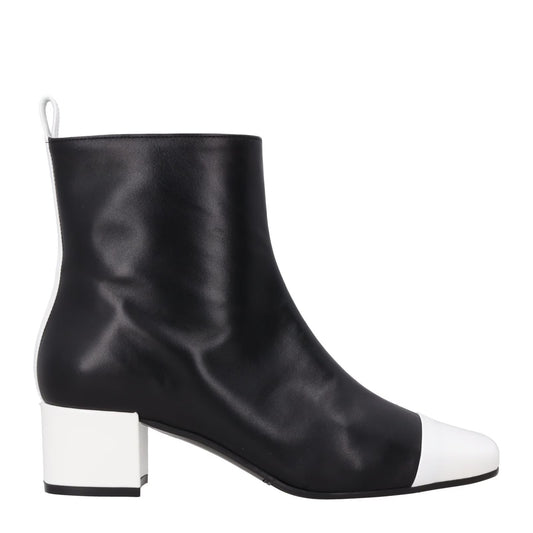 CAREL PARIS Womens Estime Leather Ankle Boot Black Block Heel Toe Cap UK6 RRP445