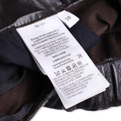 BOTTEGA VENETA Womens Leather Trousers Stretch Waist Straight Green 38 RRP 3682 — View 5