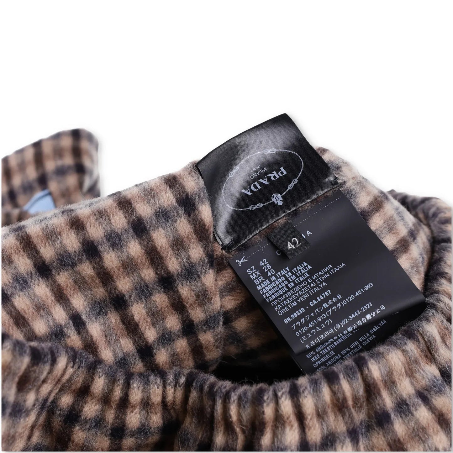 PRADA Womens Blouse V-Neck Long Sleece Check Pattern Brown Size 42 RRP 2830 — View 8