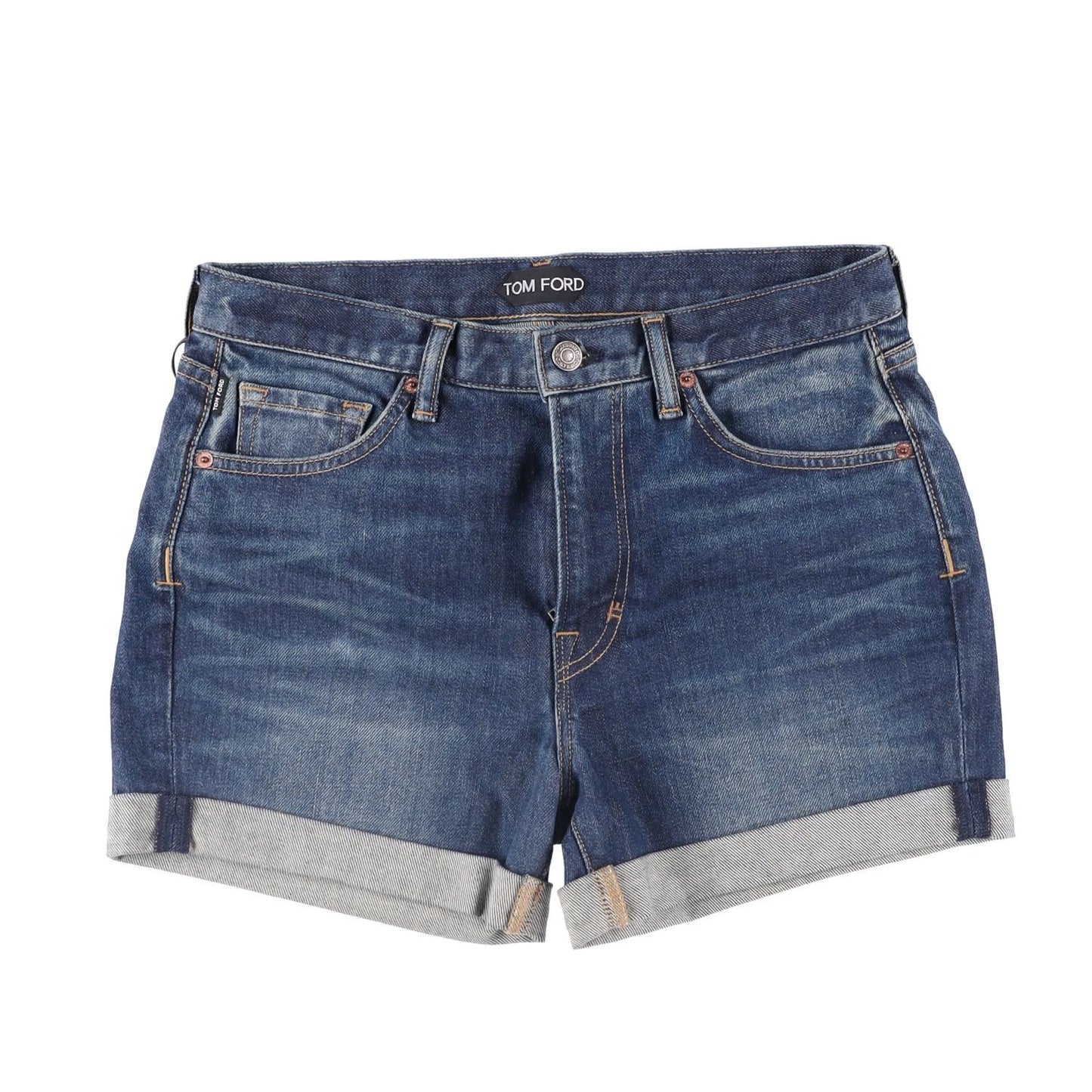 TOM FORD Womens Comfort Stone Washed Denim Shorts Blue Size 28 RRP 665