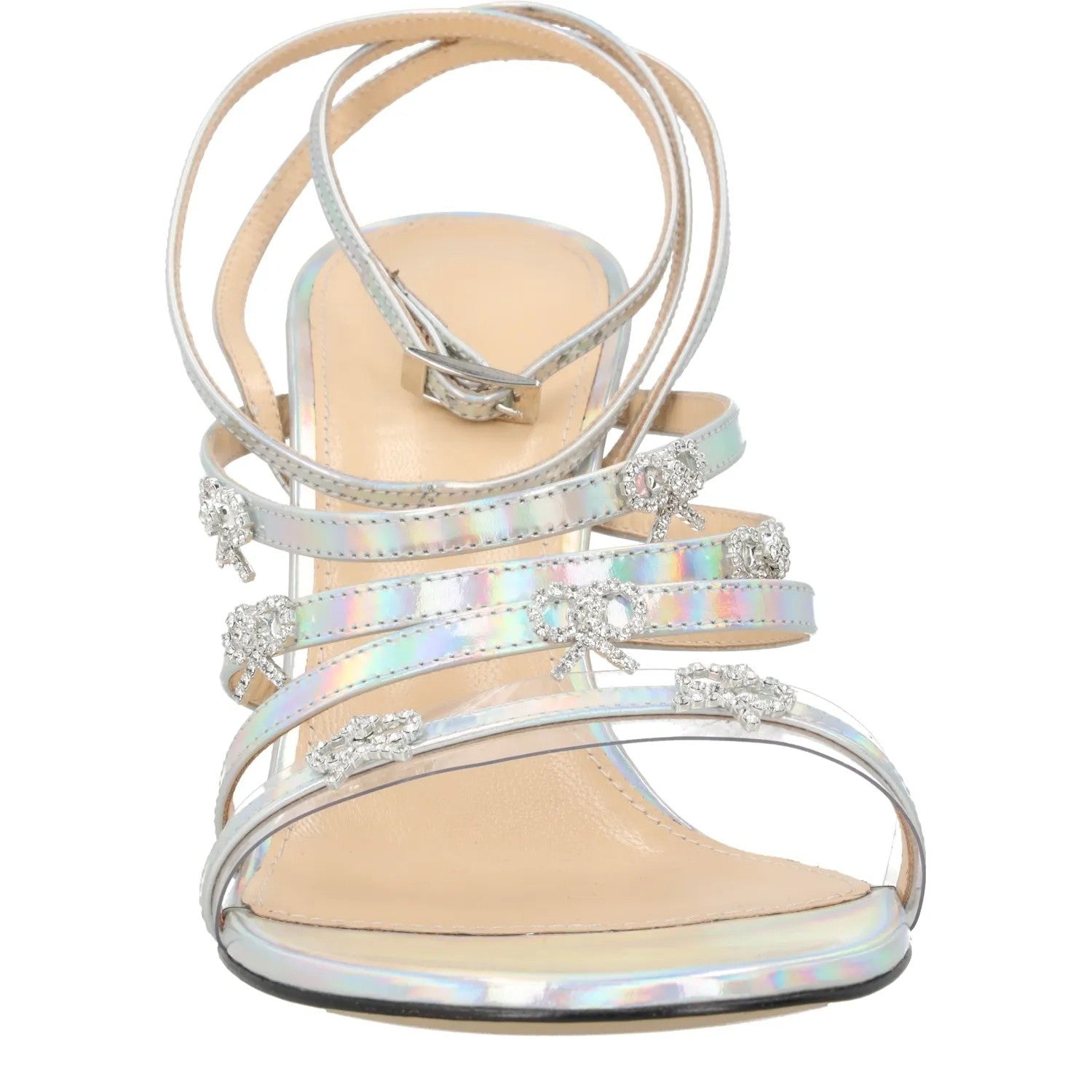MACH & MACH Women Sandals Silver Crystal Bow Leather Metallic High UK 6 RRP 920 — View 3