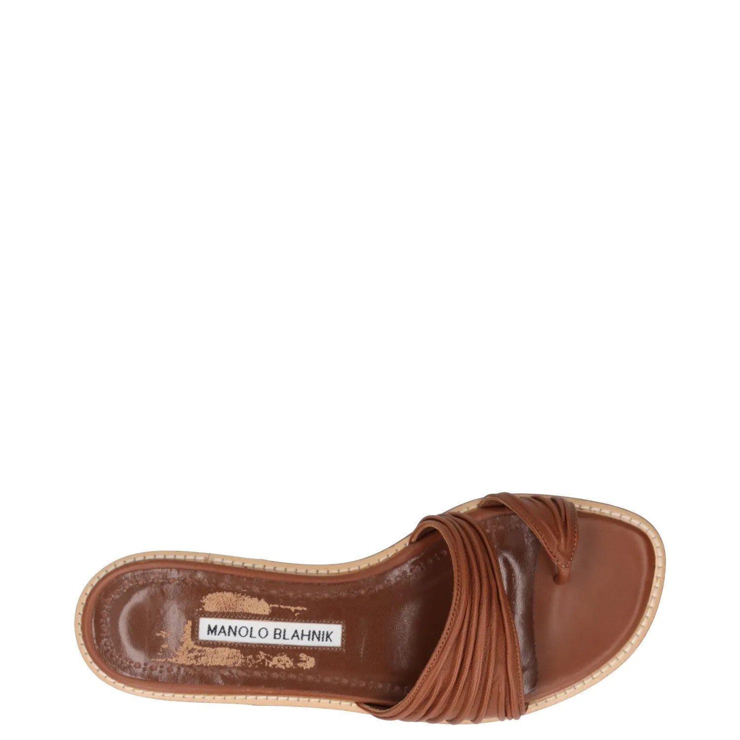 MANOLO BLAHNIK Womens Sandal Brown Leather Slider Open Toe Flat UK 4 RRP 600 — View 7