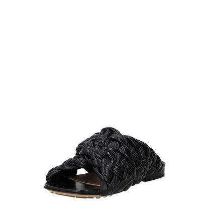 BOTTEGA VENETA Womens Slip On Sandals Black Leather Woven Flat UK 5 RRP 850 — View 3