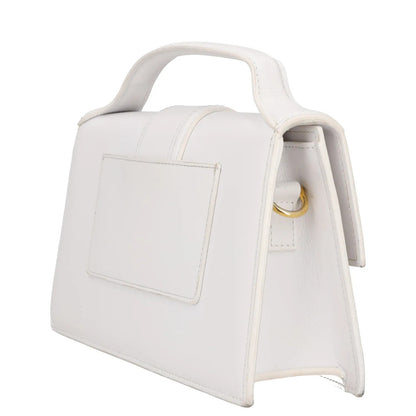 JACQUEMUS Womens Top Handle Bag White Leather Gold Logo Size M RRP 600 — View 5