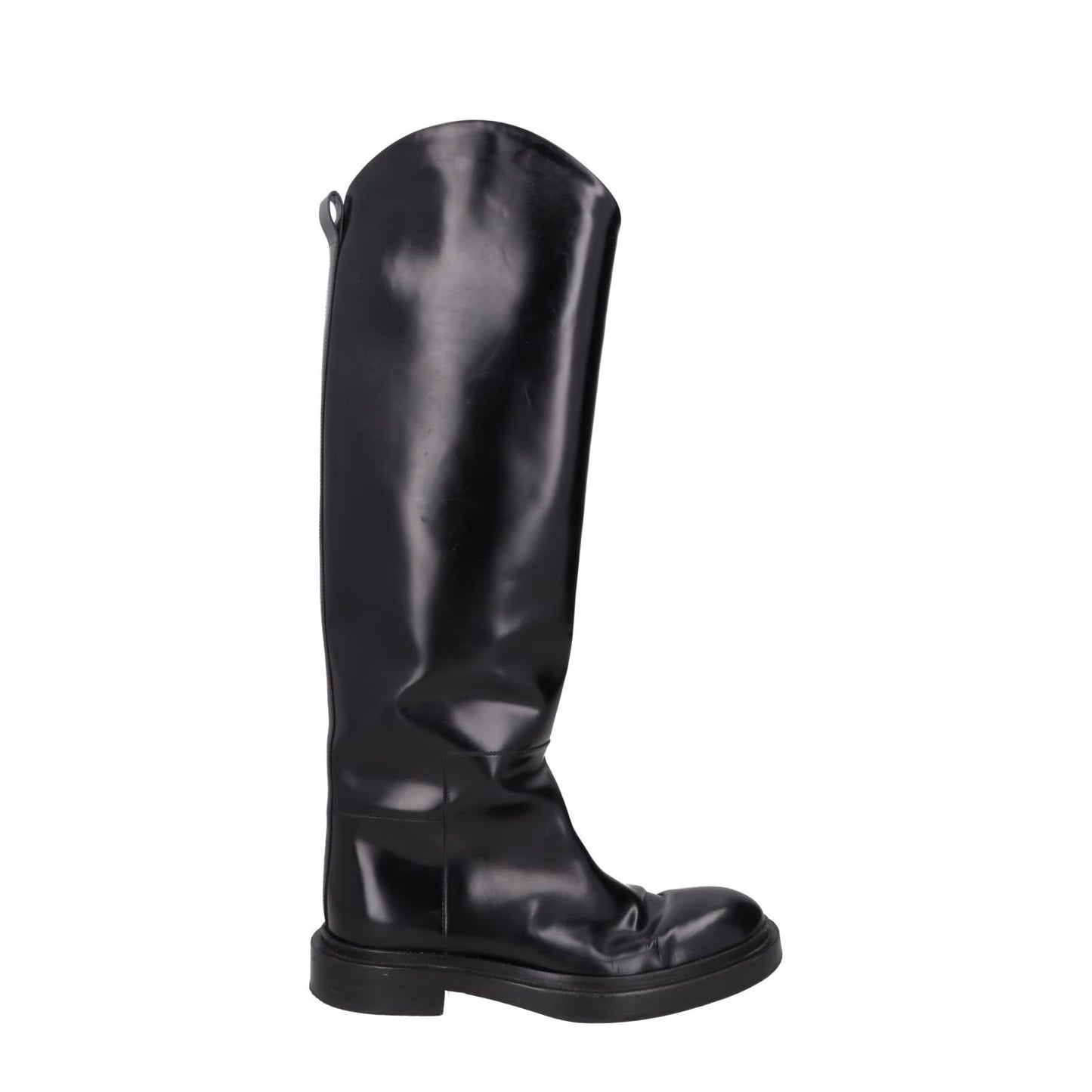 JIL SANDER Womens Knee High Boot Black Short Block Heel Pull On UK 5 RRP 1441.8
