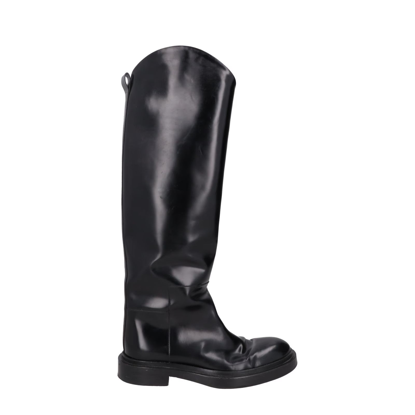 JIL SANDER Womens Knee High Boot Black Short Block Heel Pull On UK 5 RRP 1441.8