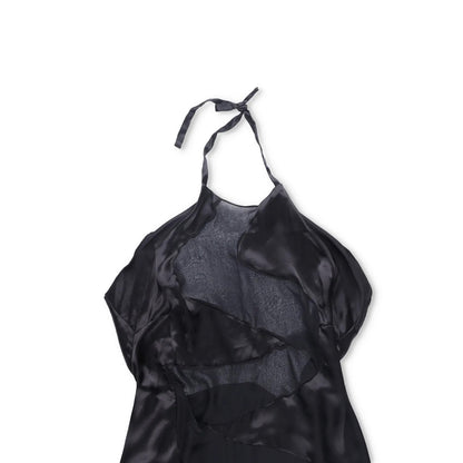 FEBEN Womens Spiral Knee Length Dress Black Silk Sleeveless Tie Halter 40 RRP785 — View 3