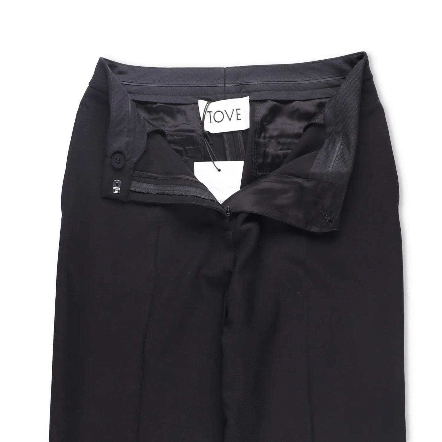 TOVE Womens Amie Tailored Trousers Slim Leg Black Pleated Flat Front 36 RRP 690 — View 6