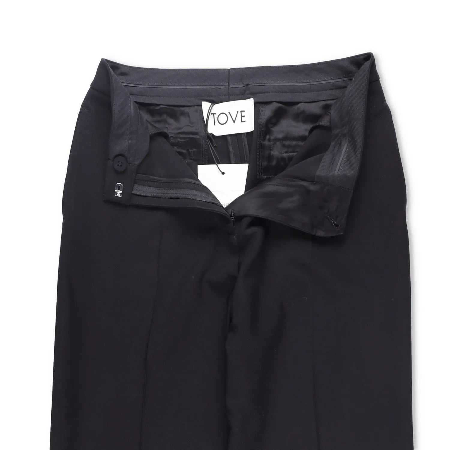 TOVE Womens Amie Tailored Trousers Slim Leg Black Pleated Flat Front 36 RRP 690 — View 6