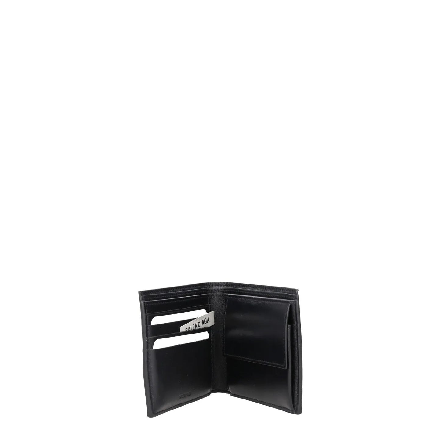 BALENCIAGA Mens Wallet Folding Logo Accent Black Leather One Size RRP 375 — View 4