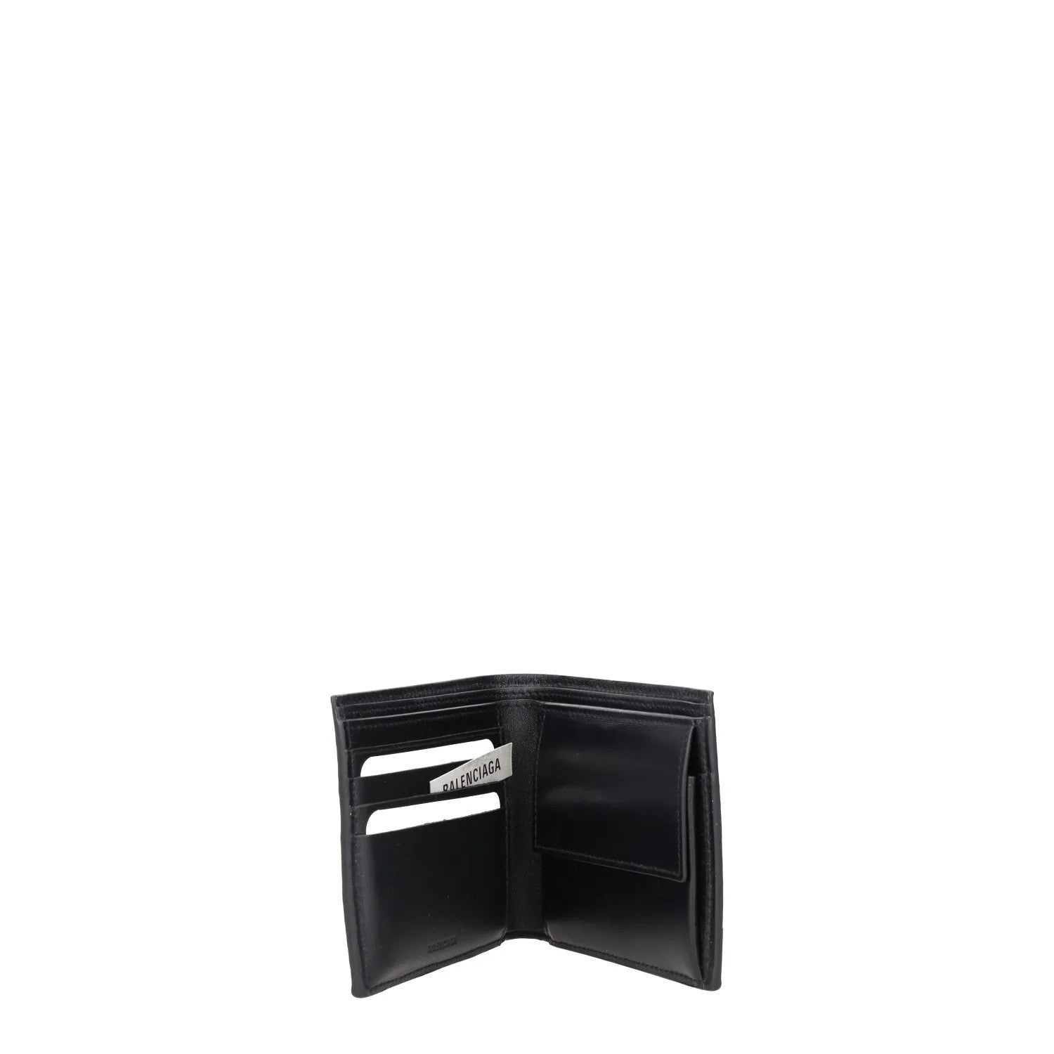 BALENCIAGA Mens Wallet Folding Logo Accent Black Leather One Size RRP 375 — View 4