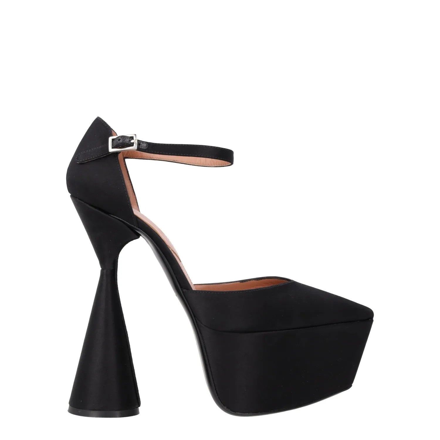 D'ACCORI Womens Platform Pump 150 Black Satin Strappy Sandals UK 7 RRP 950