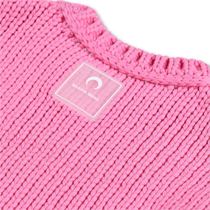MARINE SERRE Womens Jumper Chunky Knit Crewneck Pullover Pink Size XS RRP 1120 — View 5