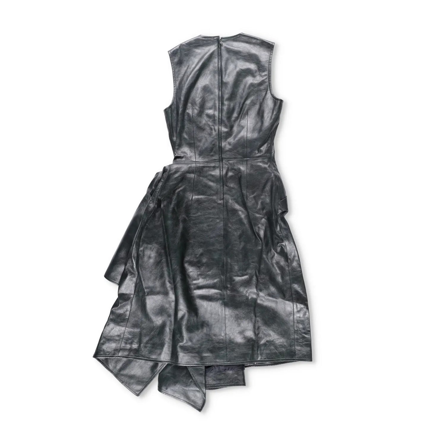 BOTTEGA VENETA Womens Midi Dress Sleeveless Side Drop Leather Black 42 RRP 5200 — View 6