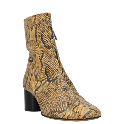 ISABEL MARANT Women Laeden Mid Heel Ankle Boots Printed Leather Beige 35 RRP 790 — View 2