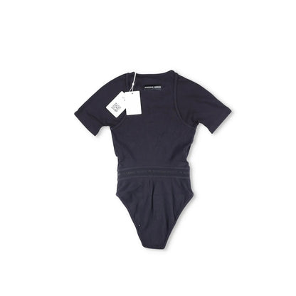 MARINE SERRE Organic Cotton Rib 2X2 Body Black Bodysuits Size XS RRP 260 — View 5