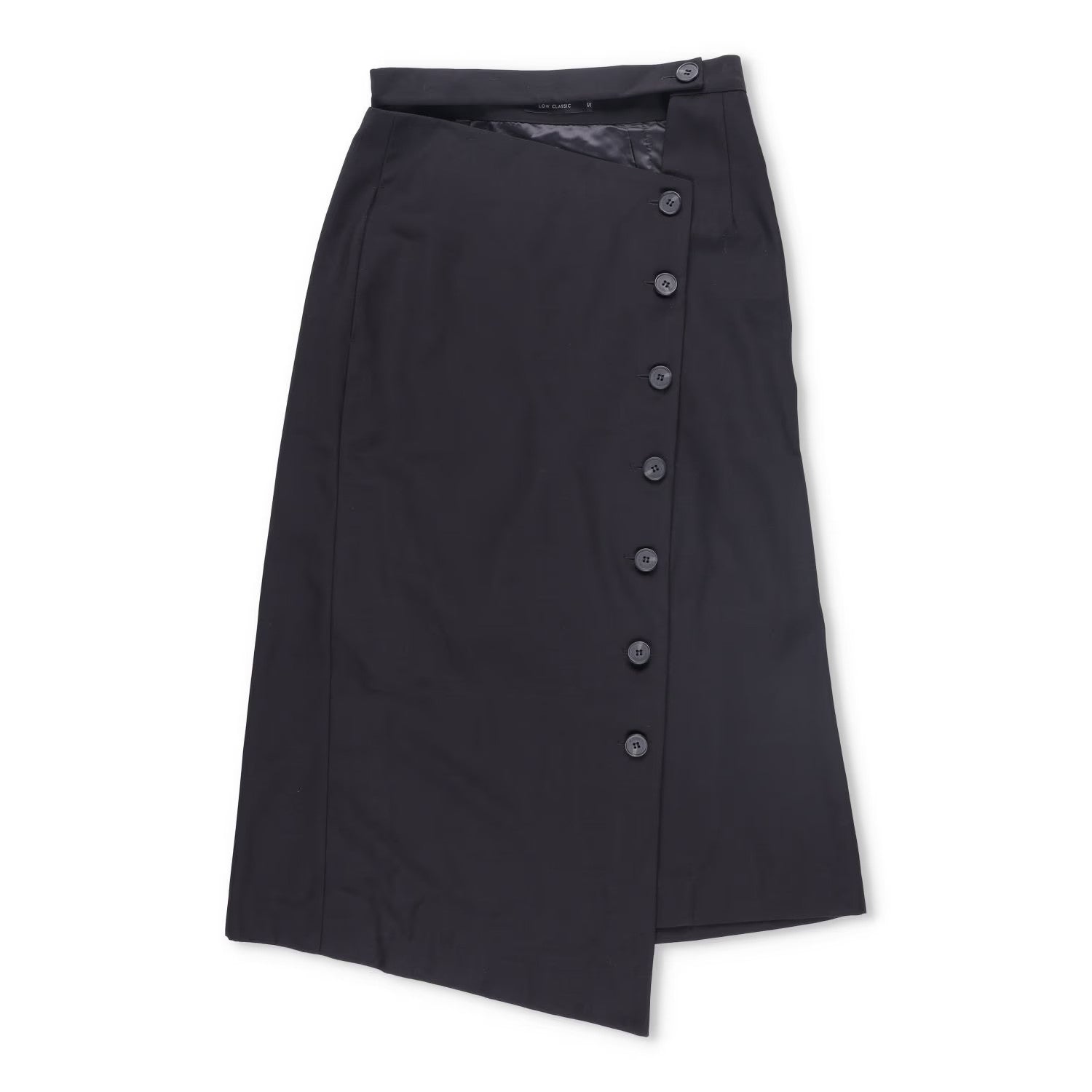 LOW CLASSIC Womens Midi Skirt Button Accents Black Twill Fabric Size S RRP 350
