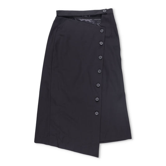LOW CLASSIC Womens Midi Skirt Button Accents Black Twill Fabric Size S RRP 350