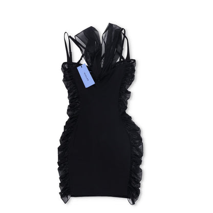 MUGLER Womens Mini Dress V-Neck Sleeveless Black Ruched Size 40 RRP 1475 — View 7