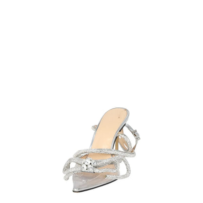 MACH & MACH Silver Strappy Slingback Heels Leather Ankle Strap Bow EU 39 RRP 880 — View 10
