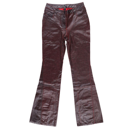 MUGLER Womens Jeans Flared Leg Denim Burgundy High Rise Size 40 RRP 770 — View 2