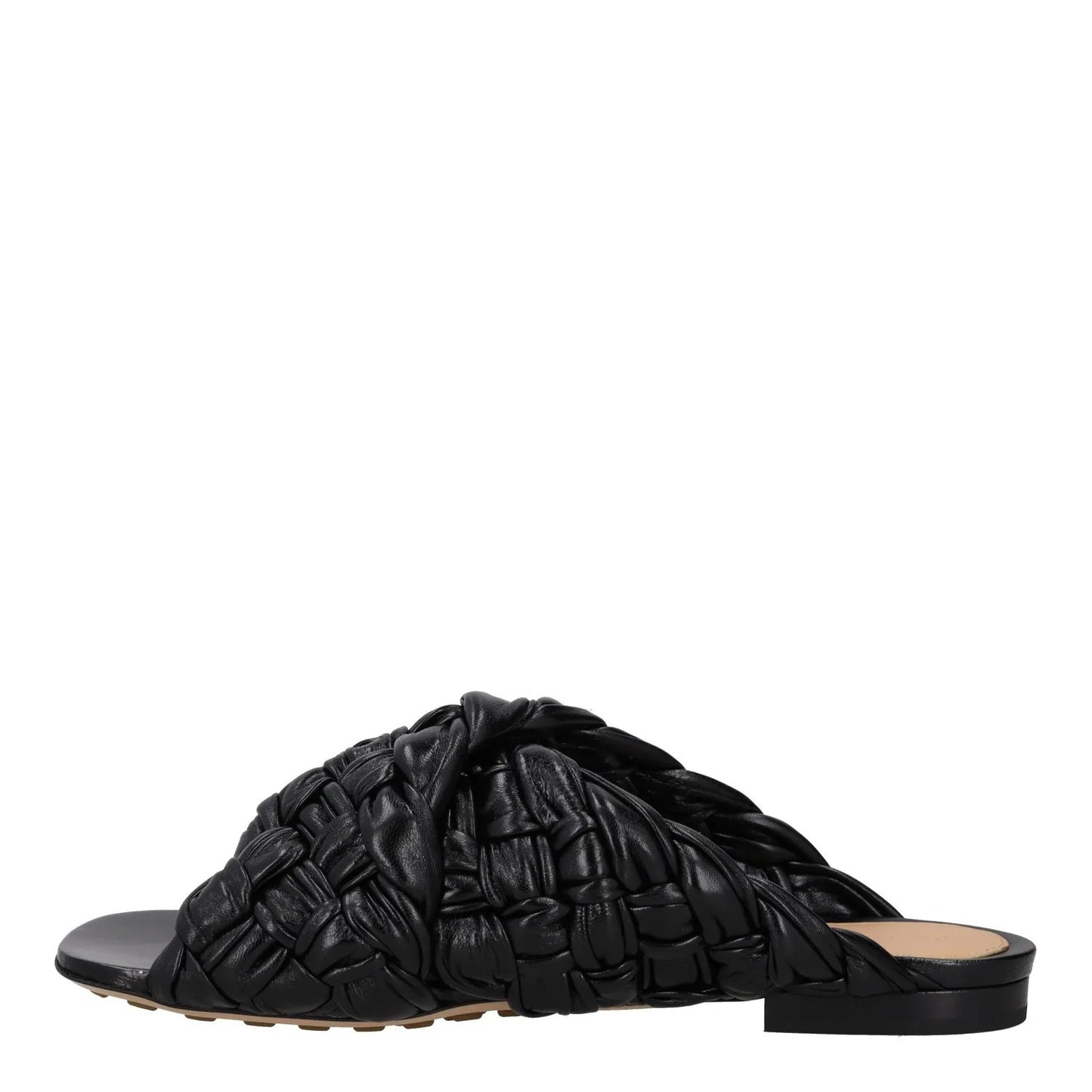 BOTTEGA VENETA Womens Slip On Sandals Black Leather Woven Flat UK 5 RRP 850 — View 4