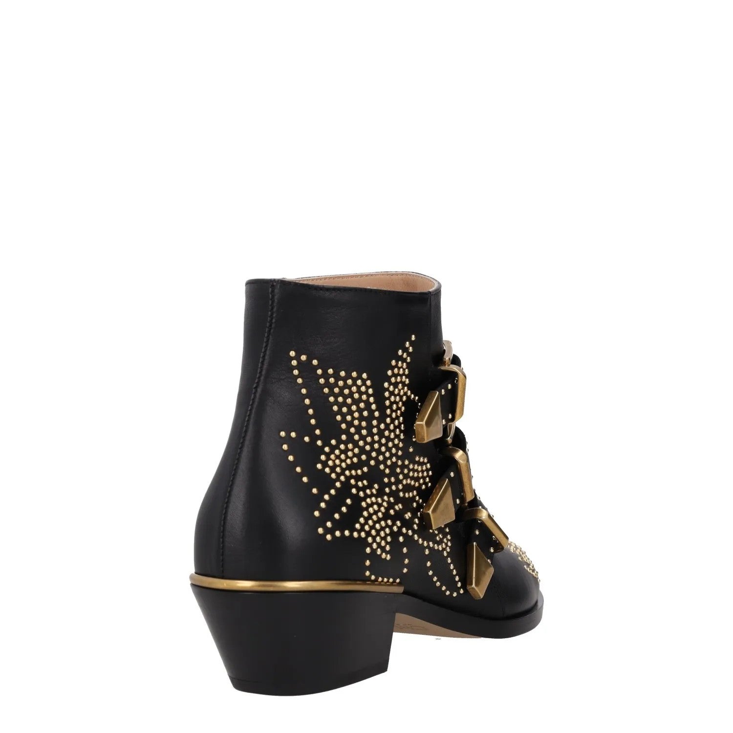 CHLOE Womens Bootie Gold Studded Buckle Black Leather Wedge Heel UK 3 RRP 1000 — View 6