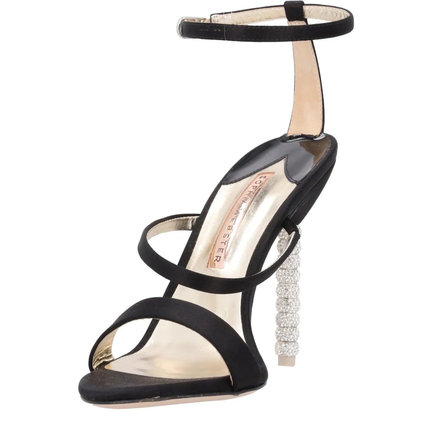 SOPHIA WEBSTER Rosalind Crystal Sandal Black Fabric Leather High Heel UK8 RRP500 — View 3