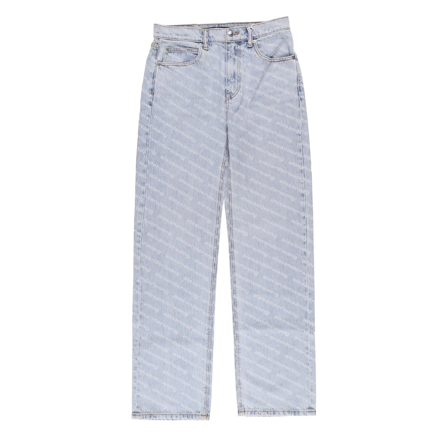 ALEXANDER WANG Womens Ez Mid Rise Relaxed Stripe Pebble Bleach Jeans 26 RRP 515