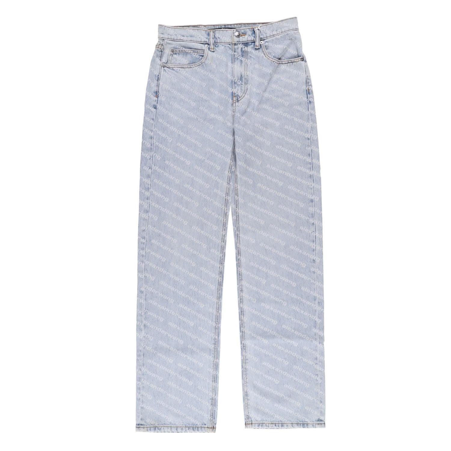 ALEXANDER WANG Womens Ez Mid Rise Relaxed Stripe Pebble Bleach Jeans 26 RRP 515