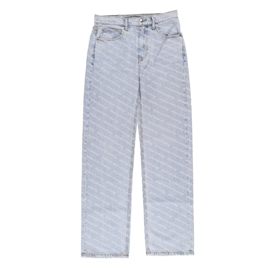 ALEXANDER WANG Womens Ez Mid Rise Relaxed Stripe Pebble Bleach Jeans 26 RRP 515