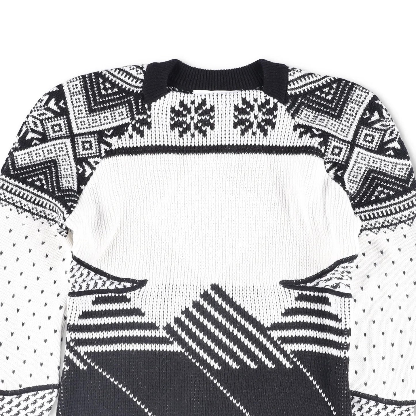 MARINE SERRE Womens Jumper Wool Grey White Black Knitted Crew Neck Size M RRP500 — View 2