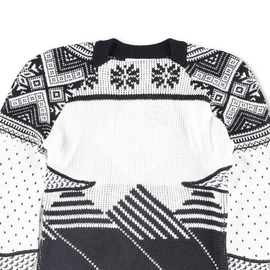 MARINE SERRE Womens Jumper Wool Grey White Black Knitted Crew Neck Size M RRP500 — View 2