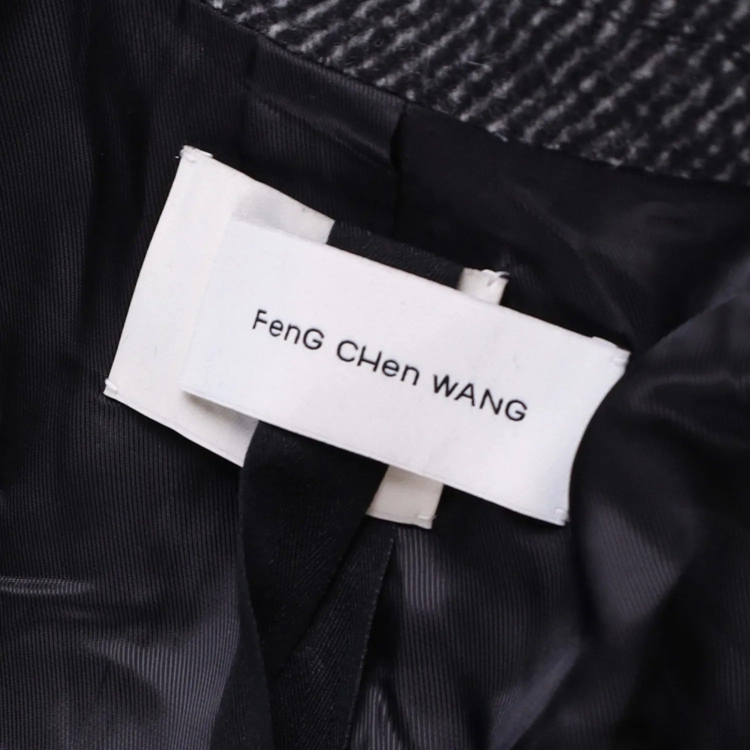 FENG CHEN WANG Mens Multi Flannel Stripe Overcoat Black Multicoloured L RRP 1275 — View 9